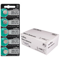 100 pcs Sony SR43W/SR43SW, 386/301, Silver Oxide Watch Battery Made in Japan  *Replaced By Murata