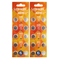 LOOPACELL AG10 LR1130 389 Alkaline Watch Batteries X 20