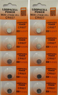  Loopacell CR927 Lithium 3V Batteries, 5 on a card (2 Cards - 10 Batteries)