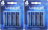  Loopacell AA Ni-MH 2700mAh Rechargeable Batteries (Pack of 8)