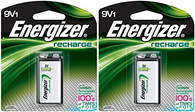  2 Energizer Rechargeable 9 volt Batteries, (NH22NBP)