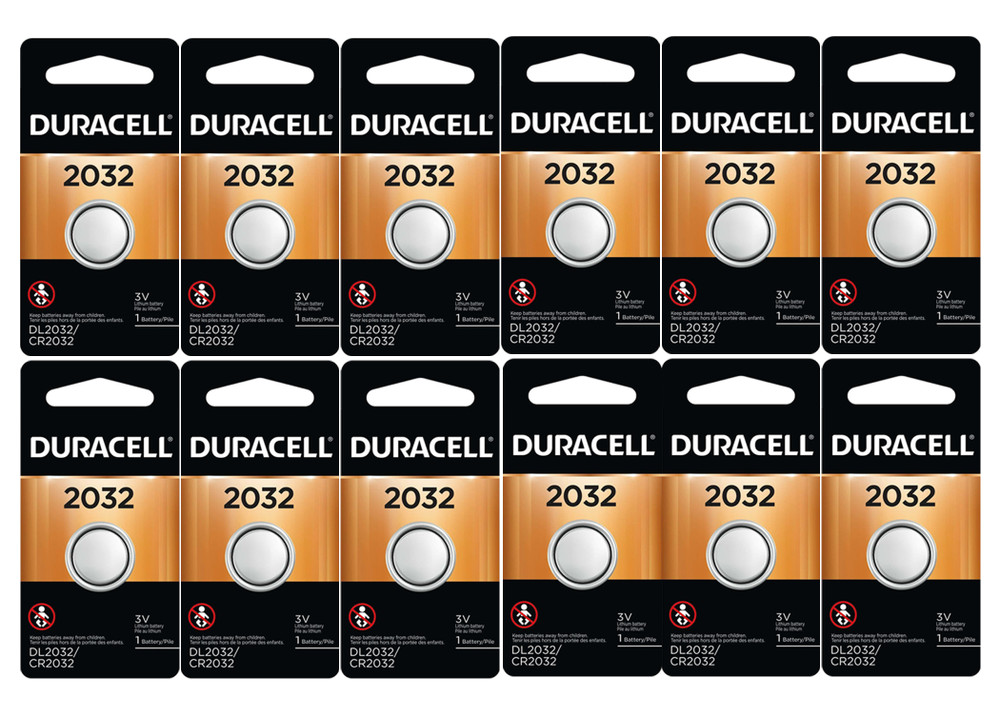 Duracell DL2032 Lithium Coin Battery, 2032 Size, 3V, 230mAh Capacity Pack  of 12 