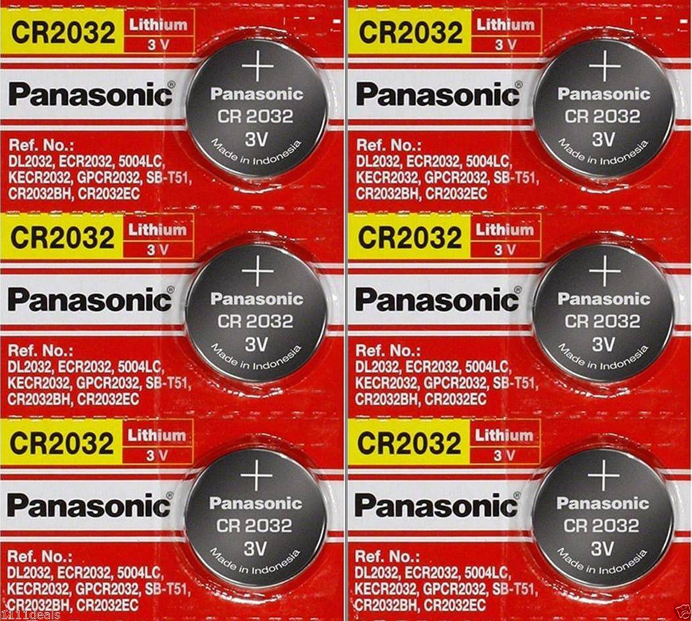 225mAh 60°C Nominal Voltage 3V 5 x Panasonic Lithium Coin Cell CR2032 30 to 