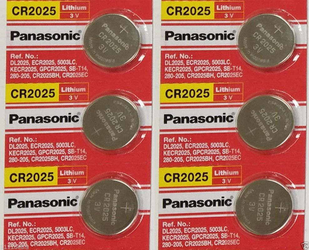 CR2025 Battery 3 Volt Lithium Coin Batteries (Pack of 6) By Panasonic