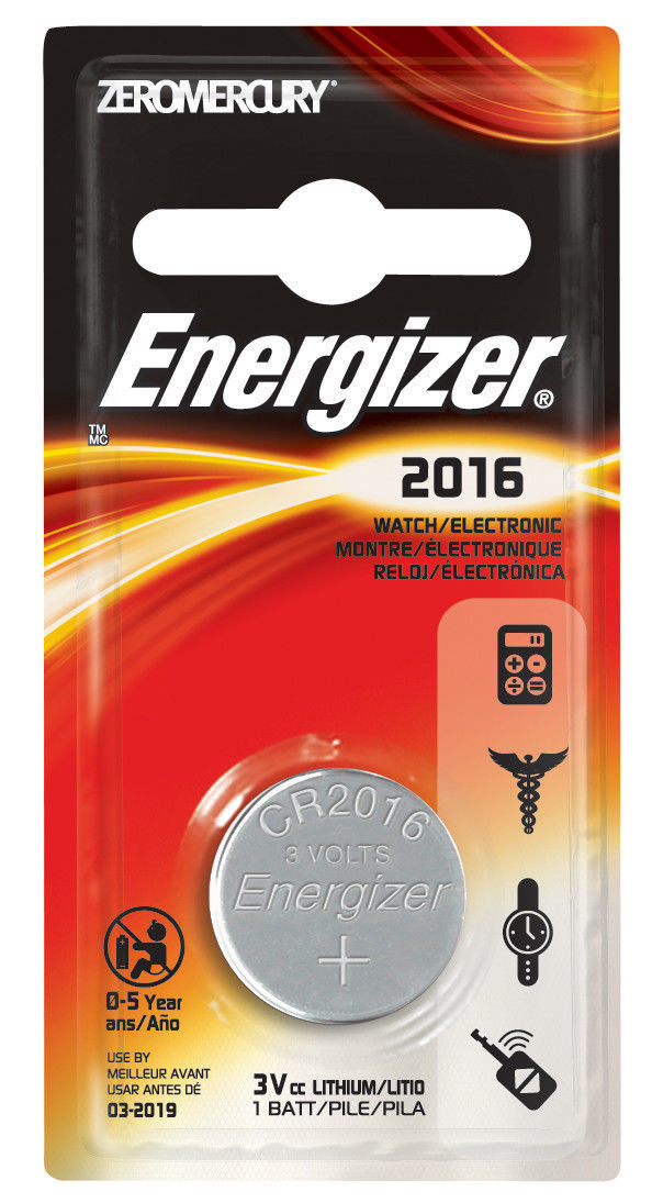 KECR2016-1C, Lithium Keyless Entry Battery 2016 Size Carded 1-Pack, 3.0 Volt