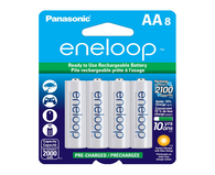 Panasonic BK-3MCCA8BA Eneloop AA 2100 Cycle Ni-MH Pre-Charged Rechargeable Batteries (Pack of 8)