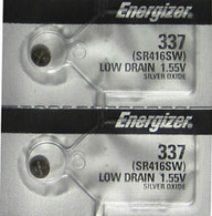 2 Energizer 337 Silver Oxide 1.55V Batteries