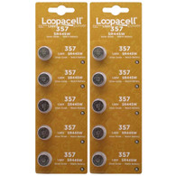 10 pack Loopacell 357 AG13 LR44 button cell Silver Oxide batteries