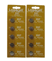 10 pack Loopacell 357 AG13 LR44 button cell Silver Oxide batteries