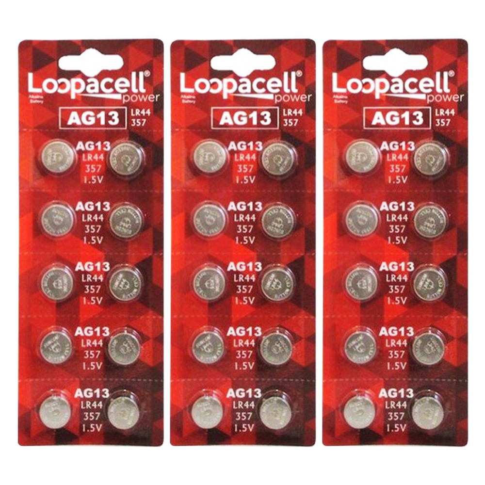  LOOPACELL AG13 LR44 L1154 357 76A A76 Button Cell Battery 10  Pack : Health & Household