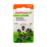 Zenipower Zinc-Air Hearing Aid Battery size A13 Pack of 6