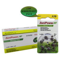 Hearing Aid Battery A10/D6 Zenipower 1200pk wholesale, Size A10, Zinc Air, 1.4V
