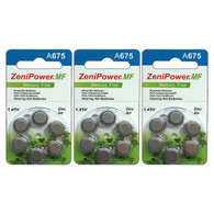ZeniPower A675 Mercury Free Hearing Aid Battery 18 pcs