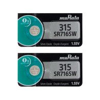 2 x Murata 315 Silver Oxide Button Cell Watch Battery 0% Mercury 