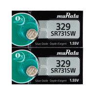 2 Pcs Murata #329 SR731SW 1.55V Silver Oxide Watch Battery Kit