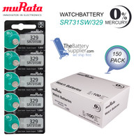 329 (SR731SW) MURATA Mercury Free Silver Oxide Watch Battery 150 Pack
