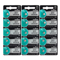Strip of 15 Genuine Fresh Murata 317 SR516SW Silver Oxide Watch 1.55v Batteries