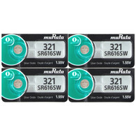 4 x Genuine Murata 321 SR616SW SR65 Watch Battery Silver Oxide 0% Mercury