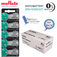 500X Murata 337 Battery Silver Oxide Watch Button Low Drain 1.55V SR416SW New