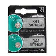 Murata Silver Oxide 341 SR714SW 1.55V Watch Battery x 2