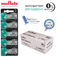 Murata 341 (SR714SW) 1.55V Silver Oxide Watch Battery (100 Pack)