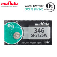 Murata 346 SR712SW 1.55V Silver Oxide 0% Hg Mercury Free Watch Battery (1 Battery)