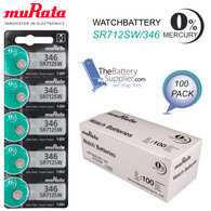 Murata 346 (SR712SW) 1.55V Silver Oxide Watch Battery (100 Pack)