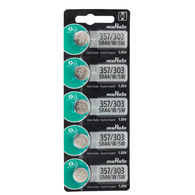 Murata 357/303 (SR44W, SR44SW, EPX76) Silver Oxide Watch Battery (5 Pack)