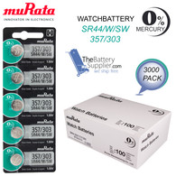 MURATA 303/357 SR44SW V303 303 SR1154SW WATCH BATTERY 3000 Wholesale Pack