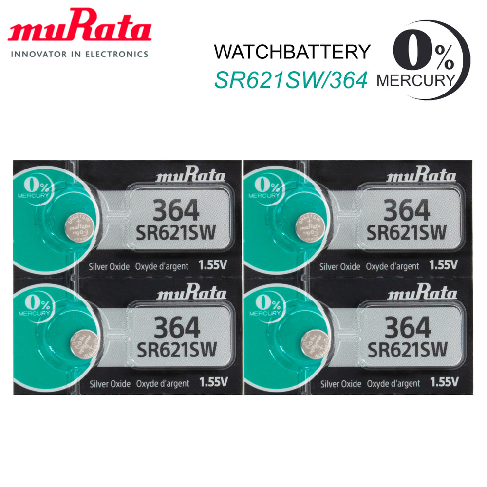 4 Murata 364 SR621SW SR621 Authentic Silver Watch - TheBatterySupplier.Com