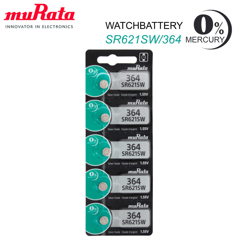Murata #364 SR621SW 1.55V Oxide Watch Battery 5 pack - TheBatterySupplier.Com