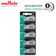 Murata #364 SR621SW 1.55V Silver Oxide Watch Battery 5 pack