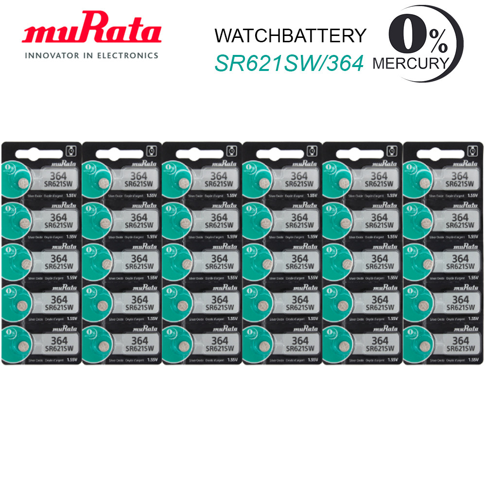 Batterie Per Orologio Murata SR621SW (AG1/SR60) - Confezione Da 2, 1.55V, Mercury Free, Con Portacarte Omaggio