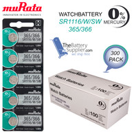 300 Murata #365 SR1116W 0% Mercury Free 1.55V Silver Oxide Battery