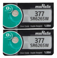 MuRata 377 Silver Oxide Button Battery (2 Pack)