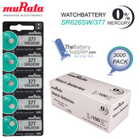 3000X 377 (Murata) Watch Batteries 0 Mercury Silveroxide SR626SW 1.55V Fresh