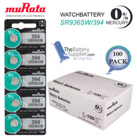 Murata 394 (SR936SW) 1.55V Silver Oxide Watch Battery (100 Pack)