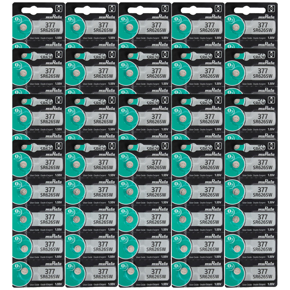 1 Box of 100 Murata 1.55v Silver Oxide Watch Batteries 377 SR626SW -  Replaces Sony 