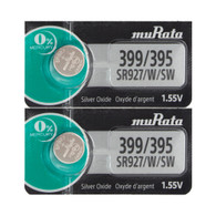Murata 399/395 (SR927/W/SW) 1.55V Silver Oxide 0%Hg Mercury Free Watch Battery (2 Batteries)