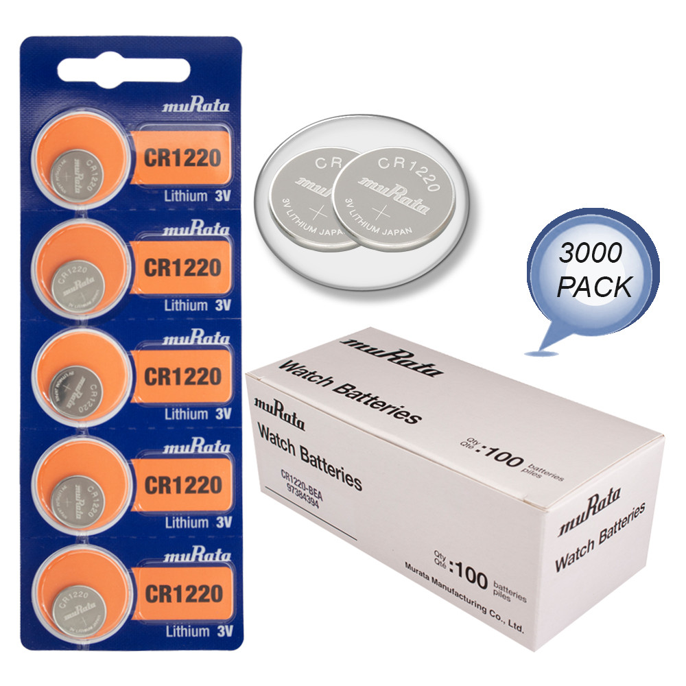 3000 Genuine Murata CR1220 3v Lithium 1220 Coin Batteries Expires 2027  Wholesale Pack 