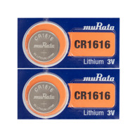 Murata CR1616 3V Coin Cell Lithium Battery, Retail Pack of 2