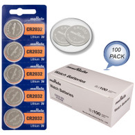 Murata CR2032 Battery 3V Lithium Coin Cell - Replaces Sony CR2032 (100 Batteries)