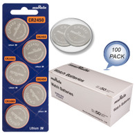 MURATA CR2450 LITHIUM COIN CELL BATTERY 100 PACK