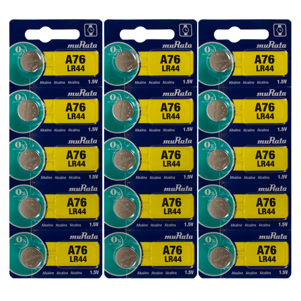 Murata Lr44 6 1 5v Alkaline Button Cell Battery 15 Pack Thebatterysupplier Com