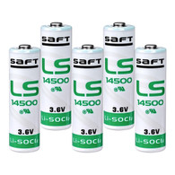 5 x SAFT LS14500 AA 3.6 Volt 2600 mAh Lithium Battery *Made In France*