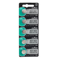 Murata 357 - AG13 -SR44W Button Cell Watch Battery 5 Pack - Replaces Sony