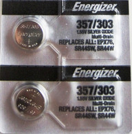 2 Energizer 357 303 SR44SW A76 Silver Oxide Batteries