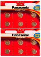 Panasonic CR2032 Battery Lithium cr-2032 3V Coin Cell pack of 12 batteries (2 pks. of 6) "panasonic brand name batteries