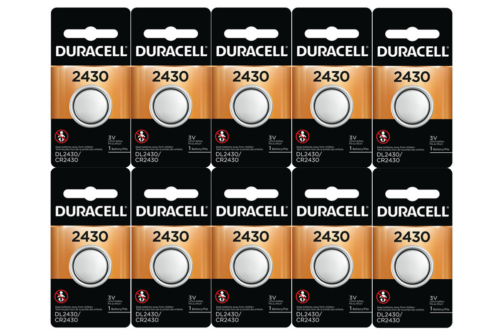 10 2430 Duracell Coin Cell Batteries - Lithium 3V - (CR2430, DL2430,  ECR2430)