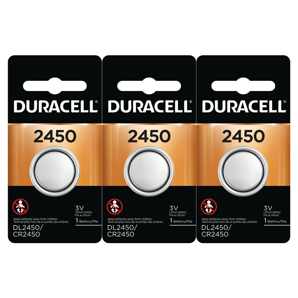 Duracell Lithium Coin Battery, 2450, 3/Pk 